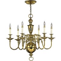 Cambridge 6 Light Chandelier Polished Brass Finish, E14