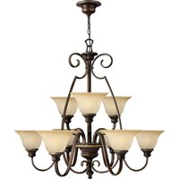 Cello 9 Light Multi Arm Chandelier Antique Bronze Finish, E27