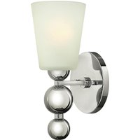 Zelda 1 Light Wall Light Polished Nickel Glass Shade, E27