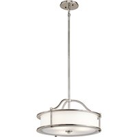 Emory 3 Light Semi Flush Round Ceiling Pendant Light Pewter, E27