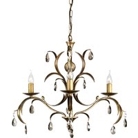Lily Chandelier 3 Light Metallic Bronze Floral Leaves Design