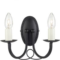 Minster 2 Light Indoor Candle Wall Light Black, E14