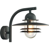 Oslo 1 Light Outdoor Dome Wall Lantern Light Black IP55, E27