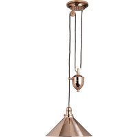 Provence 1 Light Rise and Fall Dome Ceiling Pendant Polished Copper, E27