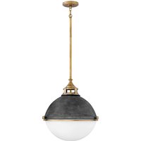 Hinkley Fletcher 3 Light Pendant Aged Zinc with Heritage Brass