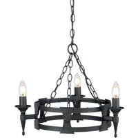 Saxon Chandelier 3 Light Black Finish, E14