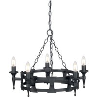 Saxon 5 Light Chandelier Black Finish, E14