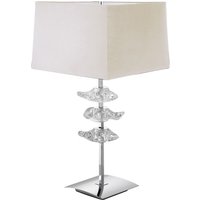 Akira Table Lamp 2 Light E27, Polished Chrome With Cream Shade