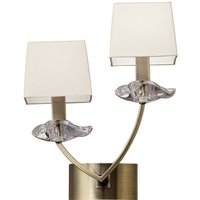 Akira Wall Lamp Switched 2 Light E14, Antique Brass With Cream Shades