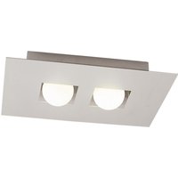 Cocoon Rectangular Flush Ceiling 2 Light G9, Silver/Frosted White Glass