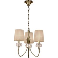 Loewe Pendant 3 Light E14, Antique Brass With Soft Bronze Shades