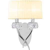 Loewe Wall Lamp Switched 2 Light E14, Polished Chrome With Cream Shade