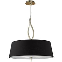 Ninette Pendant 4 Light E27 With Black Shades Antique Brass