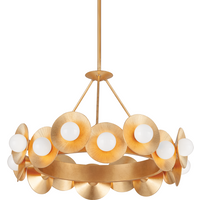 Emerald 16 Light Chandelier Vintage Gold Leaf