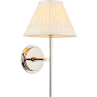 Rennes and Chatsworth Wall Lamp with Shade Bright Nickel Plate and Ivory Silk - End of Line