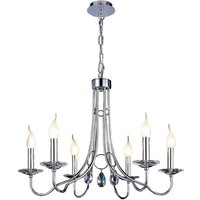 Danya Pendant Round 6 Light E14 Polished Chrome/Crystal
