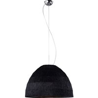 Domo Pendant 3 Light E27 Polished Chrome/Black Fabric Shade