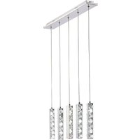 Galaxy Linear Pendant 5 Drop 15W LED 6000K Polished Chrome, Crystal
