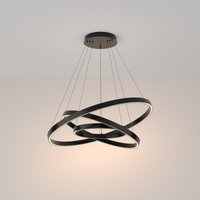 Maytoni Rim Triple Ring Modern Integrated LED Pendant Ceiling Light Black, 80cm, 3000K