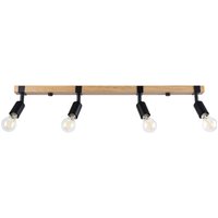 Zuca Modern Ceiling Spotlight Bar Wood, Black 4x E27