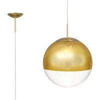 Miranda 30cm Ball Pendant 1 Light E27 Antique Gold Suspension with Gold Mirrored/Clear Glass Globe