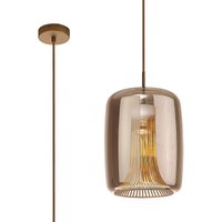Kriss Cylinder Pendant, 1 Light GU10, Bronze/Bronze Glass Shade With Inner Lined Funnel Glass