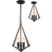 Hilton Tetragonal Pendant 3 Light E14 Satin Black/Dark Grey Wood