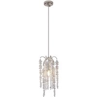 Wisteria Round Pendant, 1 Light E14, Polished Nickel / Crystal