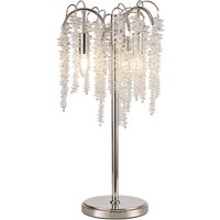 Wisteria Table Lamp, 3 Light E14, Polished Nickel / Crystal