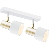 Doria Twin Ceiling Spotlight White Structure, Brass Elements