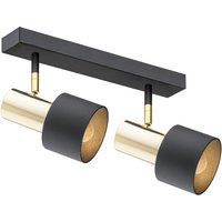 Doria Twin Ceiling Spotlight Black Structure, Brass Elements