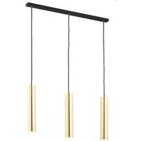 Gomera Plus Bar Pendant Ceiling 3 Light Brass Steel, Black Structure