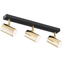 Lagos Ceiling 3 Light Spotlight Bar Brass Steel, Black Structure