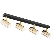 Lagos Ceiling 4 Light Spotlight Bar Brass Steel, Black Structure