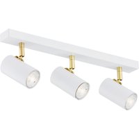 Lagos Ceiling 3 Light Spotlight Bar White Structure, Brass Elements