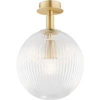 Paloma Globe Ceiling Light Transparent (Fluted), Brushed Brass