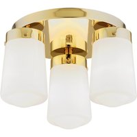 Pasadena Shade Cluster Ceiling 3 Light White Shine, Brass Steel IP44