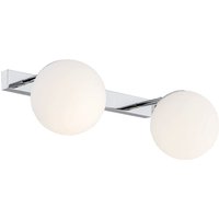 Satelite Outdoor Twin Globe Wall Lamp Opal Matt, Chrome IP44