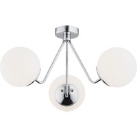 Tomar Globe Ceiling 3 Light Opal Matt, Chrome