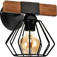 Milagro Wire Wall Lamp Ulf Black / Wood 1xE27 60W