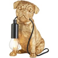 Pug puppy Table Lamp Vintage Gold Paint, Matt Black, 1x E14