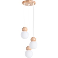 Pekka Cluster Pendant Ceiling Light White, Natural Wood