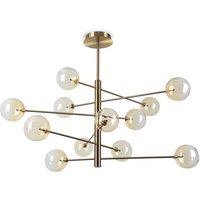 Equinoxe 12 Light Multi Arm Pendant Ceiling Light Shaded Amber