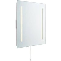 Glimpse Integrated LED 2 Light Bathroom Shaver Wall Light Mirrored Glass, Matt Silver IP44