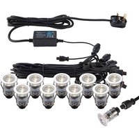 Ikonpro Cct LED 10 Light Outdoor Recessed Light Kit Polished Stainless Steel, Clear IP67