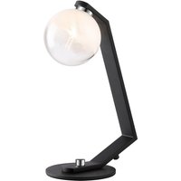 Cortland Table Lamp, 1 Light G9, Black/Polished Chrome/White Two-Tone Snow Specks Round Glass