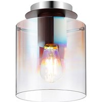 Ghent 20cm Round Ceiling Flush, 1 Light Flush Fitting E27, Mocha/Iridescent Fade Glass