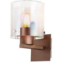 Ghent Single Switched Wall Lamp, 1 Light, E27, Mocha/Iridescent Fade Glass