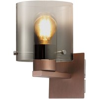 Ghent Single Switched Wall Lamp, 1 Light, E27, Mocha/Smoke Fade Glass