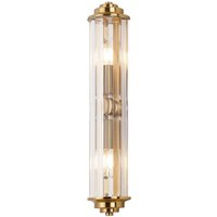 Rensselaer 2 Light Crystal Wall, E14, IP44, Gold/Clear Crystal